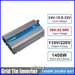 1000/1400W MPPT Grid Tie Solar Inverter 24/36V DC to 110V/220V AC Pure Sine Wave
