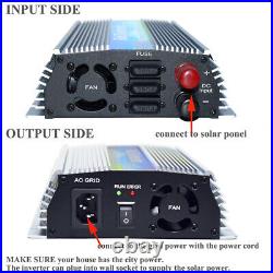 1000 Watt Grid Tie Power Inverter DC 20-50V Input AC 120V MPPT Pure Sine Wave