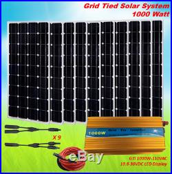 1000W 1KW Home Grid Tie Solar System 10PCS 100W Solar Panel System with Inverter