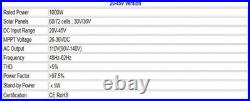 1000W Grid Tie Inverter 20-45V DC Input 110V AC Output Stackable MPPT Pure Sine