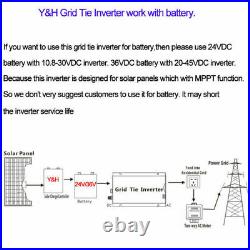 1000W Grid Tie Inverter DC20-45V to AC110V for 30V/36V PV Panel Solar Inverter