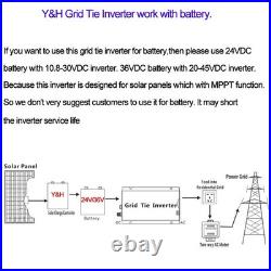 1000W Grid Tie Inverter Stackable MPPT Pure Sine Wave DC15-28V Solar Input AC