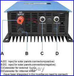 1000W Solar Grid Tie Inverter MPPTDC26-60V AC110V Pure Sine Wave withPower Limiter