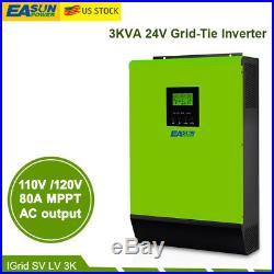 110V 3KVA Grid Tie Inverter 2400W 24V Solar Inverter MPPT Hybrid Inverters 40A