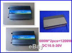 1200W Solar Grid Tie Inverter 600W2pcs AC110V DC10.8-30v 50/60HZ MPPT