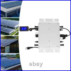 1200W Solar Grid Tie Micro Inverter Pure Sine Wave LCD IP65 110V Silver for Home