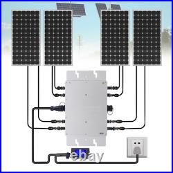 1200W Solar Grid Tie Micro Inverter Pure Sine Wave LCD IP65 110V Silver for Home