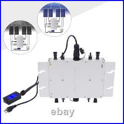 1200W Solar Grid Tie Micro Inverter Pure Sine Wave LCD IP65 110V Silver for Home
