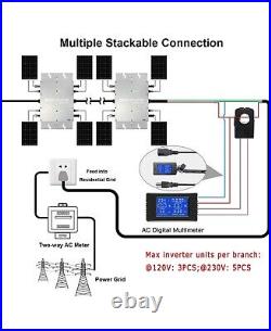 1200W Solar Grid Tie Micro Inverter WVC1200 AC Data Monitoring Display Screen