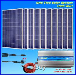 1KW 1000W Grid Tie Solar System 10100W Solar Panel with 1000W Inverter 24V Home