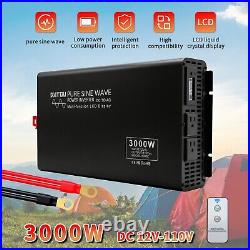 2000W 3000W Pure Sine Wave Power Inverter DC 12V to AC 110V With Remote Control