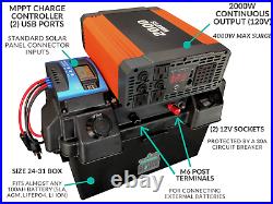 2000W MPPT Solar Generator, Portable Solar Battery Box w Inverter, USB, 12V