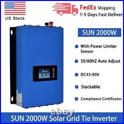 2000W Solar Grid Tie Inverter Power Limiter MPPT DC45-90V AC220V 50/60HZ Auto