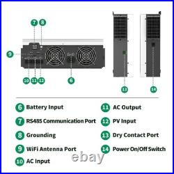 3000W 24V Solar Inverter Hybrid Off Grid 110V 100A MPPT Home Systems SANDISOLAR
