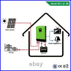 3KVA 2400W Hybrid Inverter 24V 110VAC Grid-Tie Solar Inverter 80A MPPT Charger
