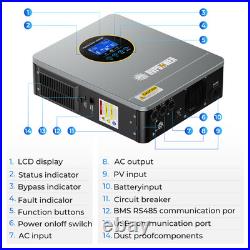 3KW 5.5KW Solar Hybrid Inverter withMPPT Split Phase Pure Sine 24V/48V AC120V/240V