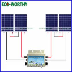 400W Grid Tie Solar System 4x 100W Solar Panel with Waterproof 110V Inverter Home