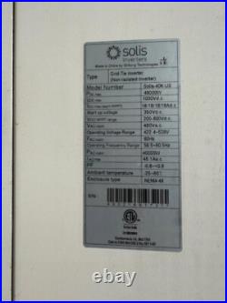 40kW Solis Grid-Tie Inverter 3-Phase 4 MPPT 480VAC Solis-40K-US Used
