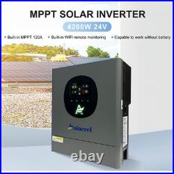 4200W 24V Hybrid Solar Inverter Off Grid MPPT 120A Charger Controller WIFI 230V