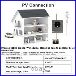 4200W 24V Hybrid Solar Inverter Off Grid MPPT 120A Charger Controller WIFI 230V