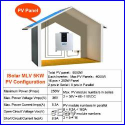 5000W 48Vdc 120V/208V/240Vac Split Phase Solar Inverter 80A Dual MPPT Charger
