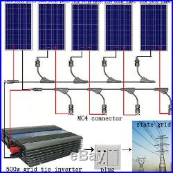 500W 500Watt 5100W Poly Solar Panel System + 500W 12-110V Grid Tie Inverter