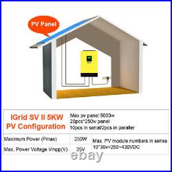 5KW Hybrid Solar inverter 48v 230vac Grid tied + off grid 80A MPPT Solar Charger