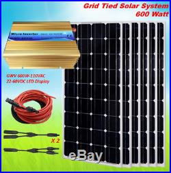 600 Watt Grid Tied Solar System with 600 Watt 22-60VDC Inverter Home Garden Roof
