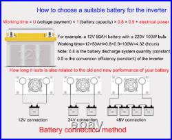 6000W 12000W Pure Sine Wave Inverter Solar Off Grid 48V to 220V 60hz US Socket