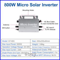 600W 800W Solar Grid Tie Micro Inverter MPPT Charge DC-AC 110V Waterproof Wifi