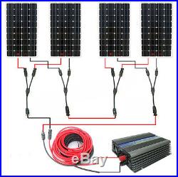 600W Grid Tie Complete Kit 4pcs 160W Solar Panels + Inverter for Home Power dd