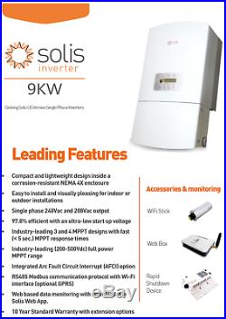 9.75 kW Grid-Tie Roof Mount Solar Panel Kit SOLIS Inverter & Ironridge Racking