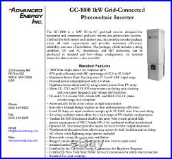 Advanced Energy GC-1000-SA 1000W GridTie Inverter
