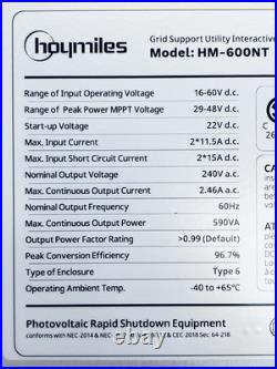 Box of 5 Hoymiles HM-600NT 2-in-1 Microinverter Module Power 16-60Vdc 240Vac