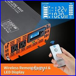 DATOUBOSS 1000With2000W Power Inverter Pure Sine Wave 12V dc to 110V ac LCD RV LCD