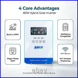 EASUN 24V 4KW Solar Hybrid Inverter Off Grid 140A MPPT Charge 120VAC PV 5600W