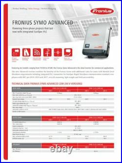 Fronius 4,210,091,801 Symo Advanced Grid-Tie Inverter 12.0-3 208-240VAC