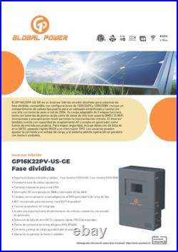 Global Power 16kWith22kPV Hybrid Solar Inverter 120/240VAC US Listed Grid-Tie