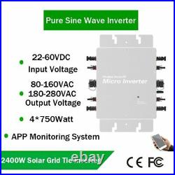 Grid Micro Inverter WIFI Monitoring MPPT Solar Converter Waterproof IP65 2400w