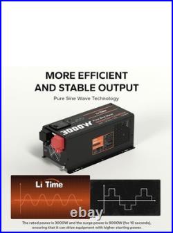 Li Time 3000W Pure Sine Wave Inverter Charger Remote UPS 12V Battery