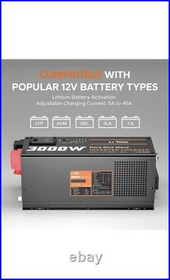 Li Time 3000W Pure Sine Wave Inverter Charger Remote UPS 12V Battery