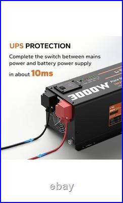 Li Time 3000W Pure Sine Wave Inverter Charger Remote UPS 12V Battery