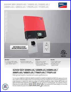 MD SMA Sunny Boy 5000US-22 Grid-Tie Solar Inverter with DC Disconnect & AFCI