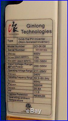 NEW UGE SOLIS GCI 5K DV 5kW Grid Tie PV Inverter, 230V, SINGLE PHASE