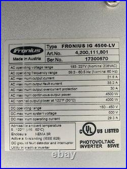 New Fronius IG 4500LV Solar Grid-Tie Inverter 208v