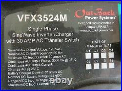 OutBack Power VFX3524M M-Series Inverter/Charger 3500W 120VAC 24VDC