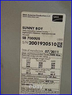 SMA Sunny Boy Inverter SB7000US Grid-Tie Solar Inverter UNTESTED