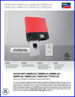 SMA Sunny Boy SB3000TL-US-22 Solar inverter withAFCI & Secure Power Supply Ready