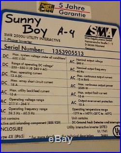SMA Sunny Boy SWR-2500U Grid Tie Inverter 240V with 485USPB-NR card NO LCD