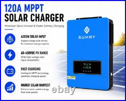 SUMRY 3.6KW Hybrid Solar Inverter 24V 120V Pure Sine Wave MPPT 120A Dual Output